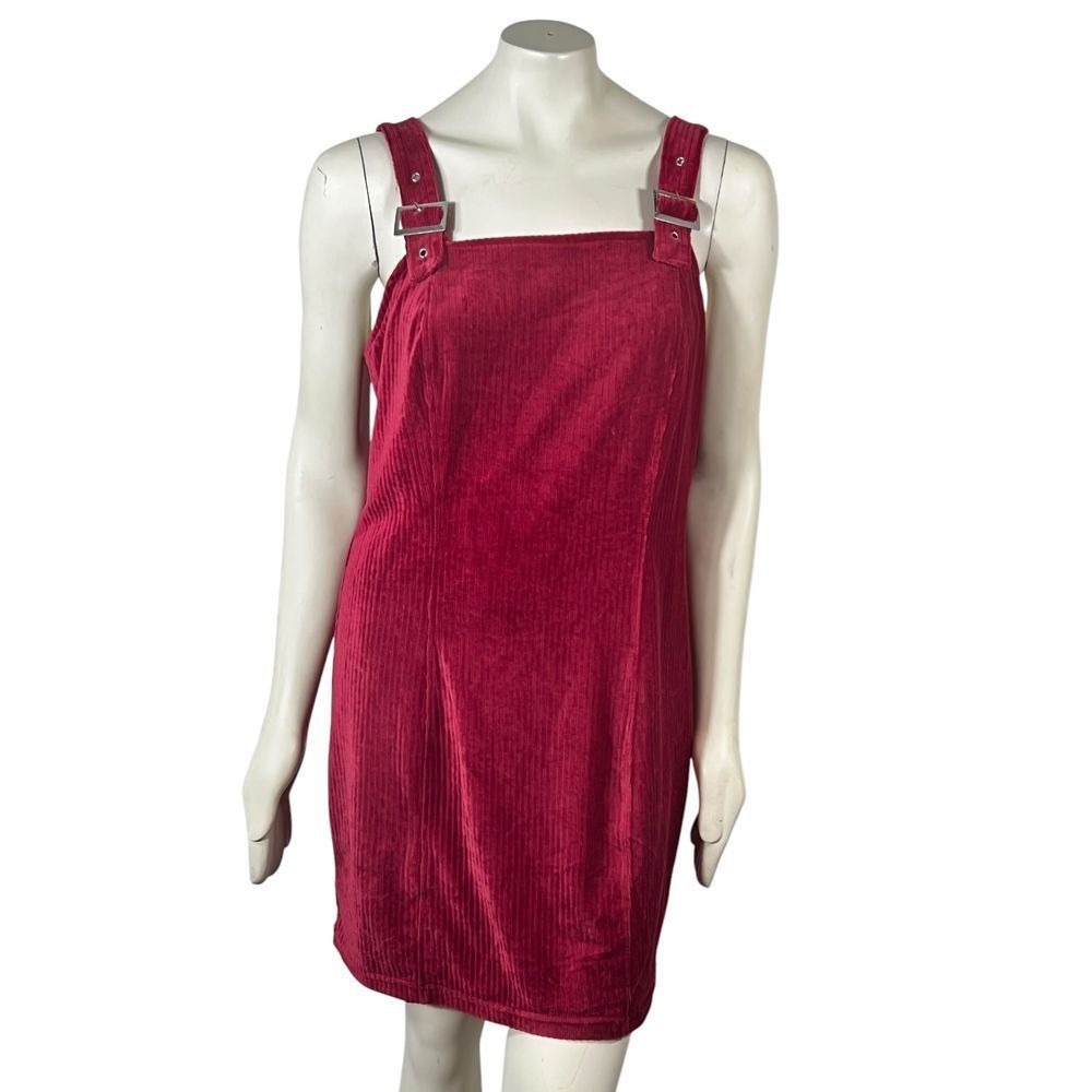 NWT No Boundaries Velvet Mini Dress XL 15-17 Burgundy Buckle Strap‎ Y2K